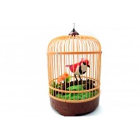 Az Trading & Import Az Import & Trading BC507E Singing & Chirping Bird in Cage - Realistic Sounds & Movements Red - 10.5 x 7 in. BC507E